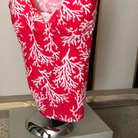 Merona coral print coral and white tankini top M - Picture 5 of 8